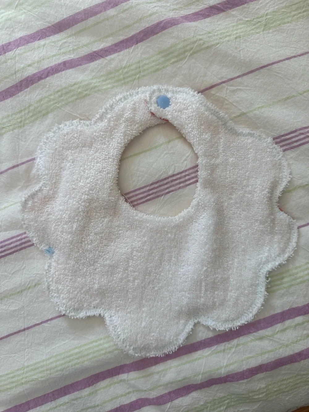 Baby Floral Scalloped Bib in Orange Gingham